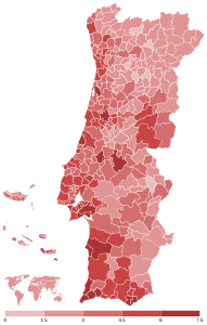 Votação do BE por concelho