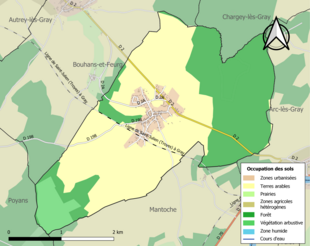 Carte en couleurs présentant l'occupation des sols.