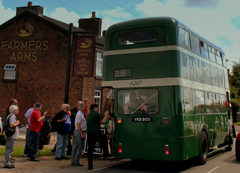 File:AEC REGENT A267 OF LIVERPOOL CITY TRANSPORT AT THE FARMERS ARMS BURSCOUGH DURING THE MERSEYSIDE TRANSPORT TRUST REAL ALE CIRCULAR BUSCOUGH LANCASHIRE JULY 2014 (14468061388).jpg
