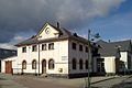 Train station with old reception building (No. 5) and new reception building (No. 3), platform roofs and outbuildings of the old reception building