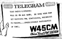 W45CM debuted on November 9, 1941 as Ohio's first FM station. Advertisement for Columbus, Ohio radio station W45CM (November 8, 1941).gif