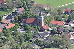 Aerial view with St. Mary Church