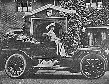 Early 1900s photograph of Agnes Marshall in a car