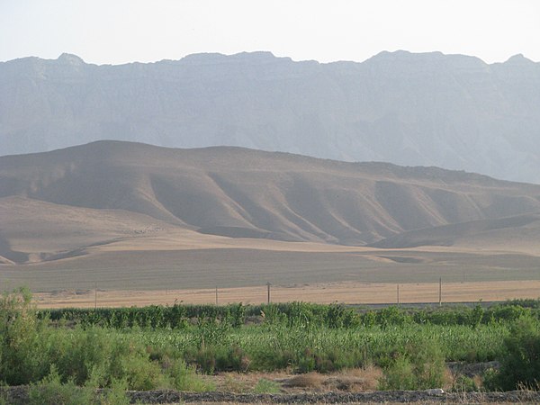 The Kopetdag Mountains rising above the Ahal Plain