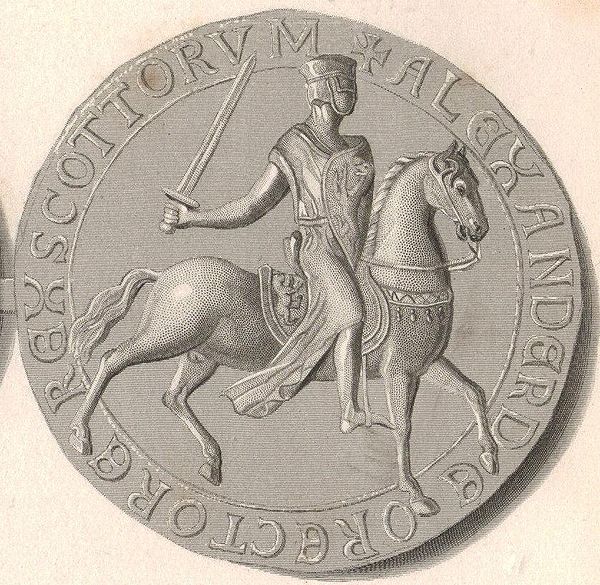 Reverse of Alexander II's Great Seal, displaying the Lion rampant on saddle and shield.