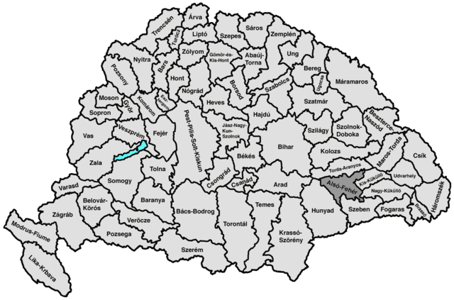 Alsó-Fehér vármegye térképe