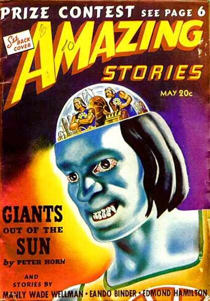 Reed's novelette "Giants Out of the Sun", published under his "Peter Horn" pseudonym, was the cover story for the May 1940 issue of Amazing Stories