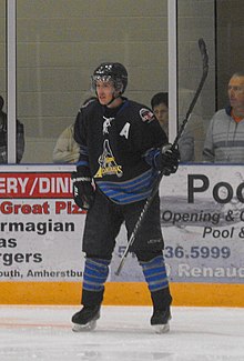 Admirals' player lining up for draw (2013) Amherstburg Admirals player.JPG