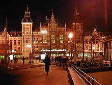 Amsterdam Centraal station at night, 2001