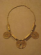 Gold Ancient Byzantine Necklace with Pendants