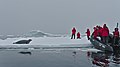 Menschen in der Antarktis: Warme Kleidung schützt sie vor der Kälte.