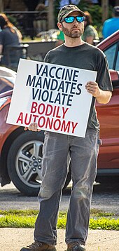 Anti vaccine protester - Worthington, Ohio - August 14, 2021 Anti Vax or mask IMG 3966 (51380804053).jpg