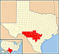 Map of the Archdiocese of San Antonio