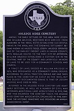 Thumbnail for File:Arledge Ridge Cemetery Historical Marker.jpg