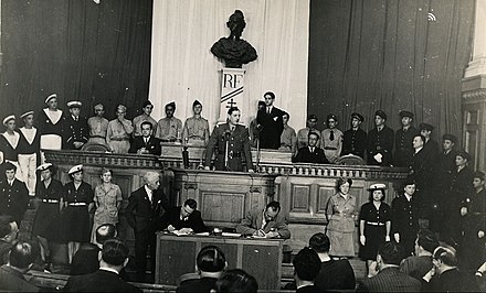 Inaugural session of the Provisional Consultative Assembly in the presence of General de Gaulle. Palais Carnot, Algiers, November 3, 1943