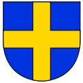 Default heraldic cross (Blazon: "Azure, a cross Or"; vector conversion by Erin) (original PNG)