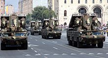 Armenian 9K33 Osa missiles during a military parade in Yerevan