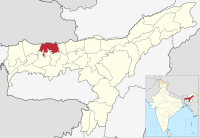 मानचित्र जिसमें बाक्सा ज़िला বাক্সা জিলা Baksa district हाइलाइटेड है