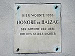 Honoré de Balzac - Memorial plaque