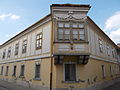 Bay windows. Listed late baroque house ID 3837. Medieval, 15th-century details. Rebuilt 1780s. - 5, Jókai Street, Downton, Székesfehérvár, Fejér County, Hungary.JPG