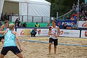 Deutsch: Beachhandball Europameisterschaften 2019 (Beach handball Euro); Tag 6: 7. Juli 2019 – Männerfinale, Dänemark-Norwegen 2:0 (25:18, 19:16) English: Beach handball Euro; Day 6: 7 July 2019 – Men's Final – Denmark-Norway 2:0 (25:18, 19:16)