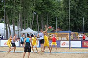 Deutsch: Beachhandball Europameisterschaften 2019 (Beach handball Euro); Tag 2: 3. Juli 2019 – Männer, Vorrunde Gruppe A, Deutschland-Norwegen 2:0 (20:18, 28:12) English: Beach handball Euro; Day 2: 3 July 2019 – Women Preliminary Round Group A – Men Preliminary Round Group A – Germany-Norway 2:0 (20:18, 28:12)