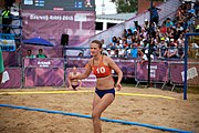 Deutsch: Beachhandball bei den Olympischen Jugendspielen 2018 in Buenos Aires; Tag 7, 13. Oktober 2018; Mädchen, Spiel um Platz Drei – Ungarn-Niederlande 2:0 English: Beach handball at the 2018 Summer Youth Olympics in Buenos Aires at 13 October 2018 – Girls Bronze Medal Match – Hungary-Netherlands 2:0 Español: Handball de playa en los Juegos Olimpicos de la Juventud Buenos Aires 2018 en 13 de octubre de 2018 – Partido por la medalla de bronce femenino - Hungría-Países Bajos 2:0