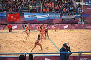 Deutsch: Beachhandball bei den Olympischen Jugendspielen 2018; Tag 5, 10. November 2018; Mädchen, Hauptrunde - Kroatien-Argentinien 1:2 English: Beach handball at the 2018 Summer Youth Olympics at 11 October 2018 – Girls Main Round – Croatia-Argentina 1:2