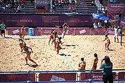 Deutsch: Beachhandball bei den Olympischen Jugendspielen 2018; Tag 4, 10. Oktober 2018; Mädchen, Vorrunde, Gruppe A - Ungarn-Chinese Taipei (Taiwan) 2:0 English: Beach handball at the 2018 Summer Youth Olympics at 10 October 2018 – Girls Preliminary Round Group A‎ – Hungary-Chinese Taipei 2:0