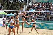 Deutsch: Beachvolleyball bei den Olympischen Jugendspielen 2018; Tag 11, 17. Oktober 2018; Jungen, Spiel um Platz 3 – USA (Devon Newberry/Lindsey Sparks)-Norwegen (Emilie Olimstad/Frida Berntsen) 1:2 (21–1/13–21/9–15) English: Beach volleyball at the 2018 Summer Youth Olympics at 17 October 2018 – Bronze Medal Match – USA (Devon Newberry/Lindsey Sparks)-Norway (Emilie Olimstad/Frida Berntsen) 1:2 (21–1/13–21/9–15)