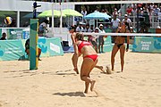 Deutsch: Beachvolleyball bei den Olympischen Jugendspielen 2018; Tag 11, 17. Oktober 2018; Mädchen, Finale – Italien (Claudia Scampoli & Nicol Bertozzi)- Russland (Maria Woronina & Maria Botscharow) 0:2 (19–21/19–21) English: Beach volleyball at the 2018 Summer Youth Olympics at 17 October 2018 – Girls Final – Italy (Claudia Scampoli & Nicol Bertozzi) - Russia (Maria Voronina & Maria Bocharova) 0:2 (19–21/19–21)