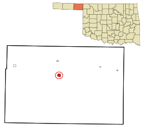 Beaver County Oklahoma incorporated and unincorporated areas Beaver highlighted.svg