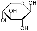 de: Struktur von beta-D-Xylopyranose (Haworth-Schreibweise); en: Structure of beta-D-xylopyranose (Haworth projection)