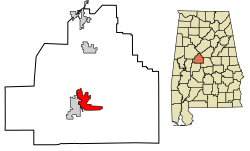 Местоположение Сентервилля в округе Бибб, штат Алабама. 