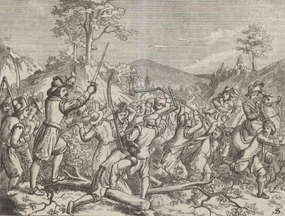 Bitva u Hluboše r. 1611 (ilustrace Josefa Scheiwla, 1891)