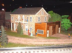 A model of the Bowdish Homestead, since demolished, on the MRRV platform. Bowdish homestead.jpg