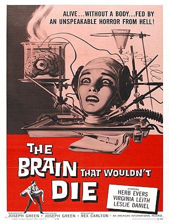 A poster for the film The Brain That Wouldn't Die, 1962