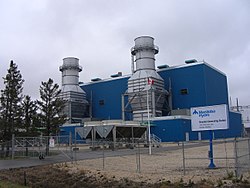 Brandon Generating Station was converted from burning coal to burning natural gas in 2018. Brandon GS Combustion Turbines.JPG