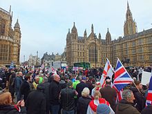 Pro-Brexit campaigners outside Parliament in London in November 2016 Brexit Campaigners out side Parliament November 2016.jpg