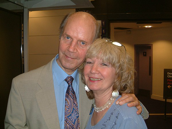 Presenters Brian Cant and Julie Stevens at a 2004 reunion event