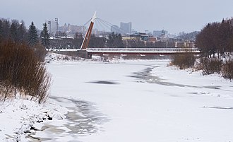 Footbridge "Des Trois-Soeurs" Bridge on Limoilu, Winter on Quebec city, Canada.jpg