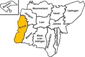 Poziția Bunde pe harta districtului Leer