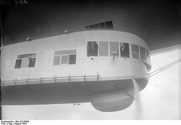 Eckener (marked with an x) test flying the LZ 126 in August before delivery to the United States in October 1924