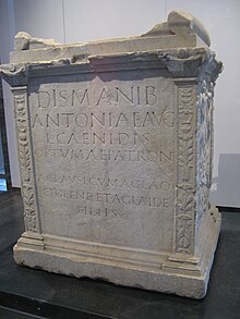 Inscription commemorating Caenis, described by the historian Suetonius as the "almost wife" of Vespasian CIL VI 12037.jpg