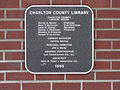 Charlton County library plaque