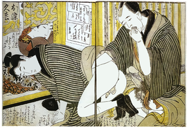 Client Lubricating a Male Prostitute Shunga by Kitagawa Utamaro 1790s.png