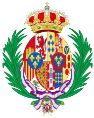 Coat of arms of Maria Mercedes of Bourbon, Countess of Barcelona as consort of the Pretender to the Spanish Throne.svg