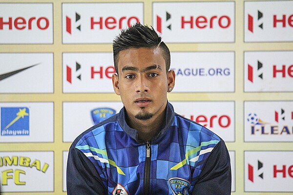 Mumbai FC player Collin Abranches in press meet in 2015