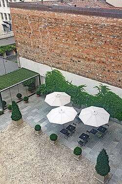 Courtyard of the hotel 'Opera35' at Torino, Italy