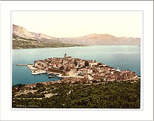 vista de Korcula. Siglo XIX . Imperio Austriaco